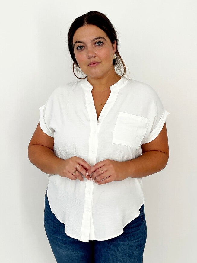 Palo Short Sleeve Button Down - White, White / White, alternate image number null
