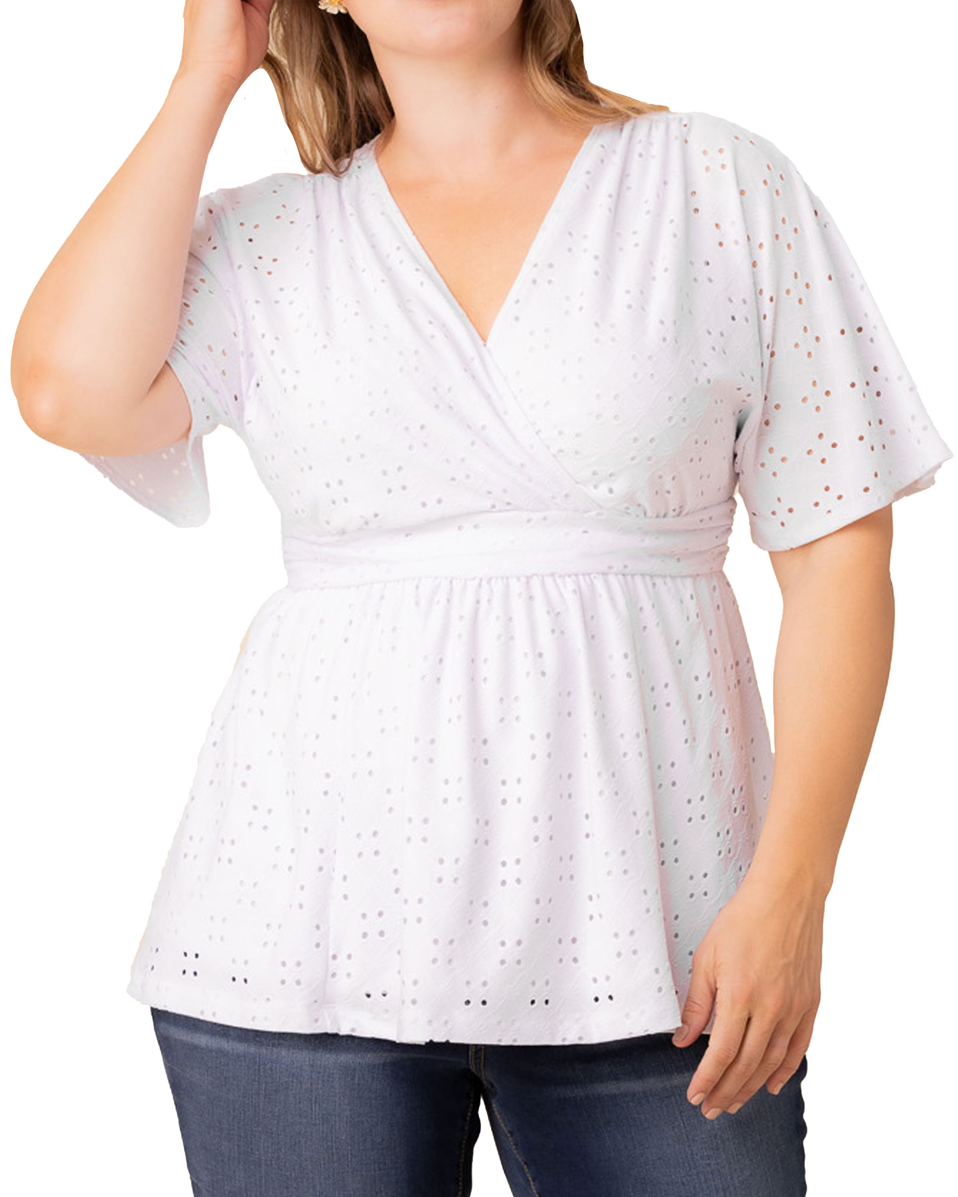 Sunny Day Eyelet Top, WHITE / White, alternate image number 2