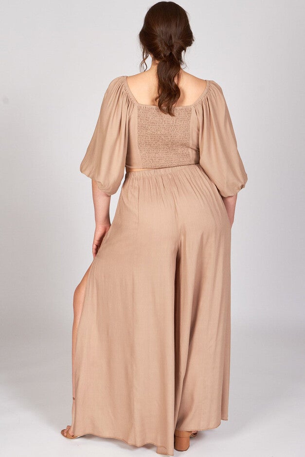 Almond Puff Sleeve Carolina Crop Top and Pants, , alternate image number null