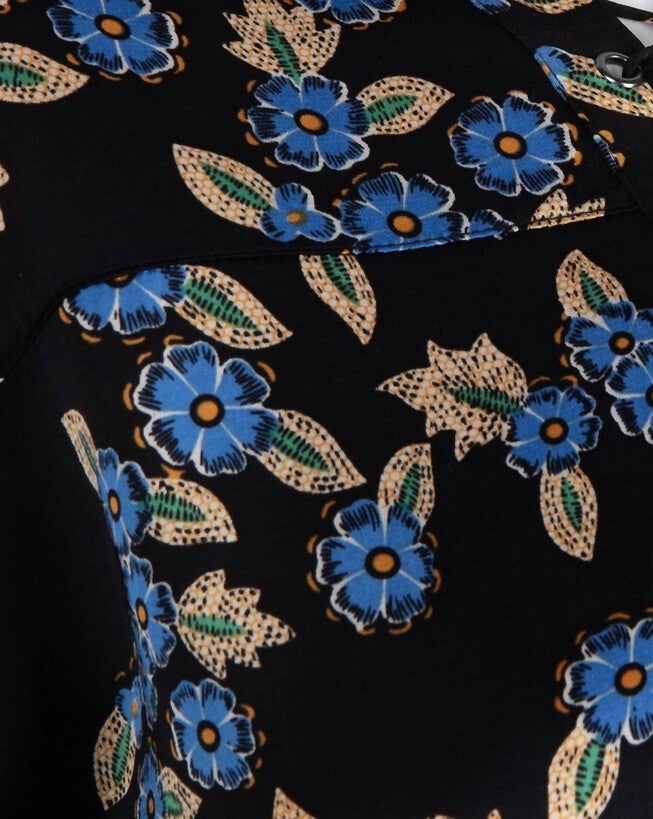 BLOUSE DRAWSTRING IN BLACK/BLUE, , alternate image number null