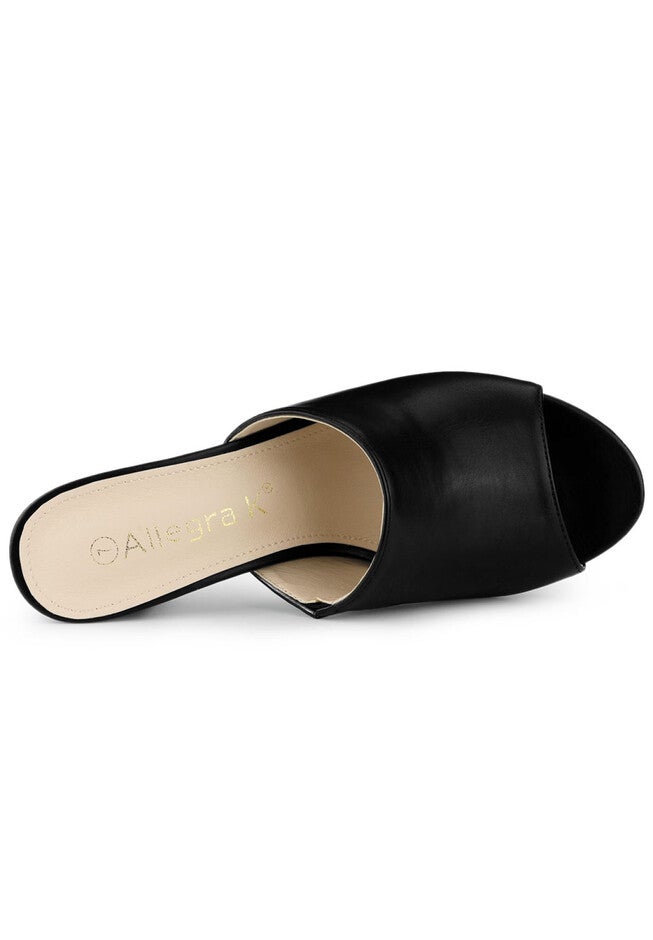 Slip On Block Heel Slide Sandals, Black / Black, alternate image number 1