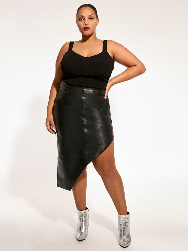FALLON RECYCLED LEATHER SKIRT, , alternate image number null
