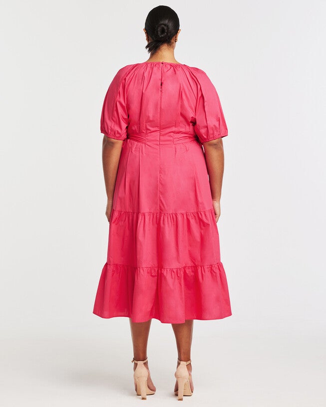 Marissa Pink Bow Midi Dress, Pink / Pink, alternate image number null