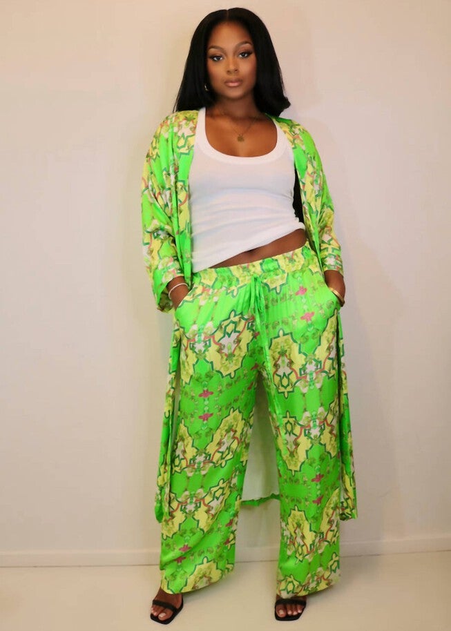 BOLD RAYON PULL-ON PANT IN ROYAL GREEN, Royal Green / Kelly Green, alternate image number null