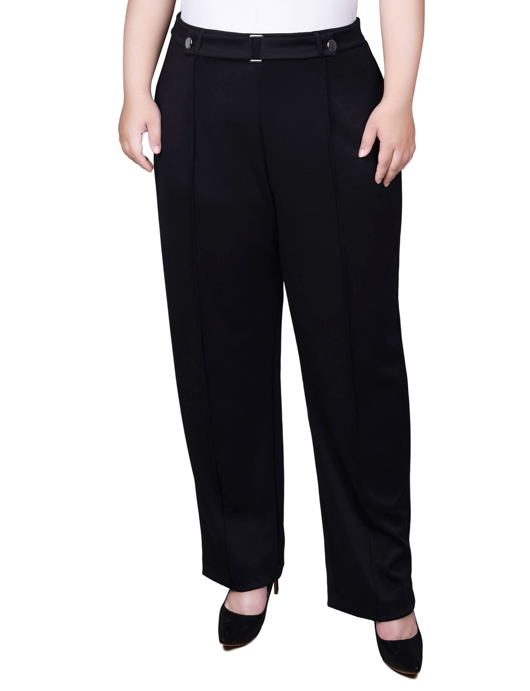 Full Length Scuba Crepe Pants, Black, hi-res image number 0