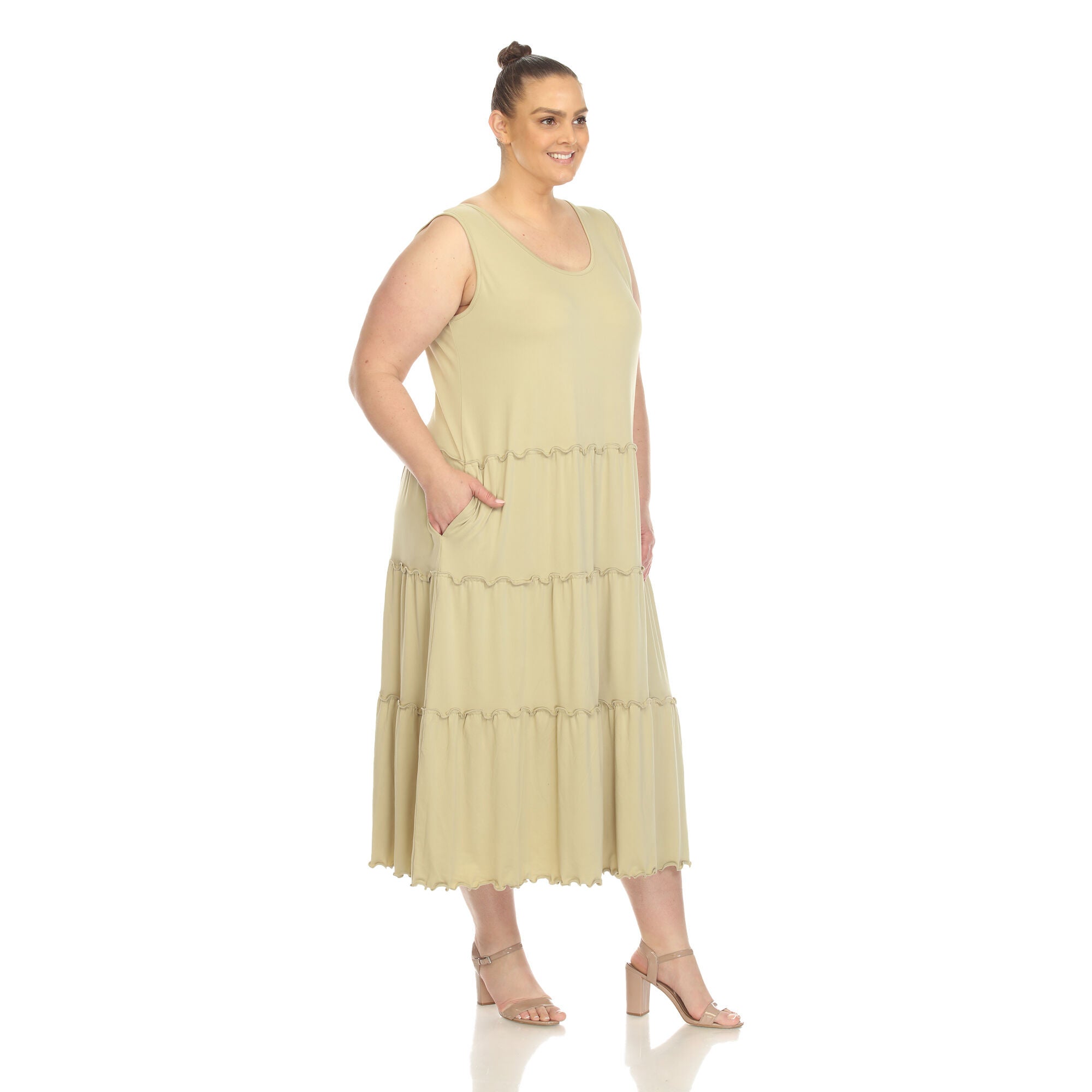 Scoop Neck Tiered Midi Dress, , alternate image number 4