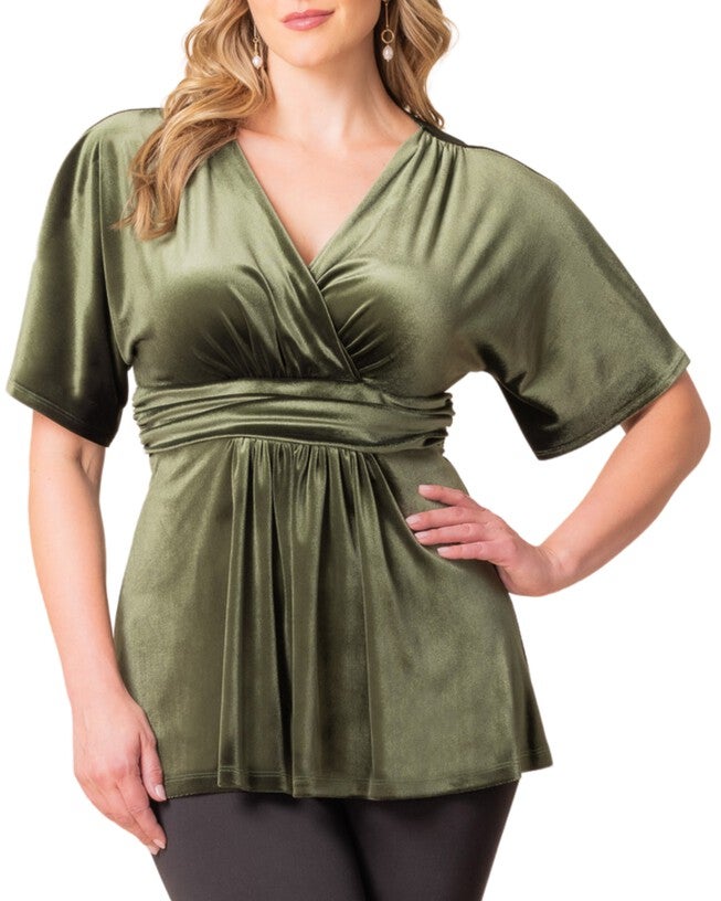 Park Avenue Velvet Top, OLIVE / Olive Green, alternate image number 2