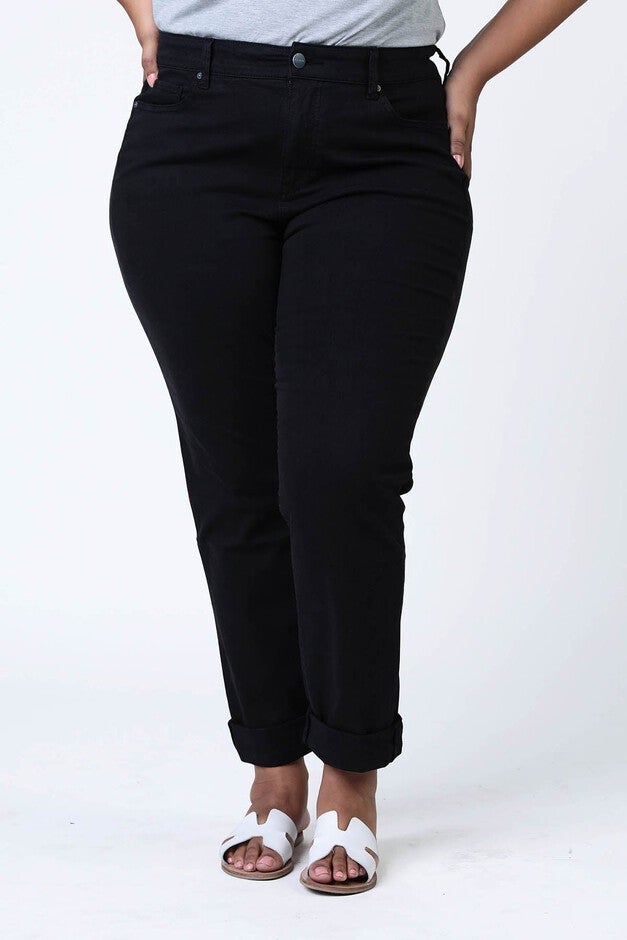 High Rise Boyfriend - Black, BLACK / Black, alternate image number 3