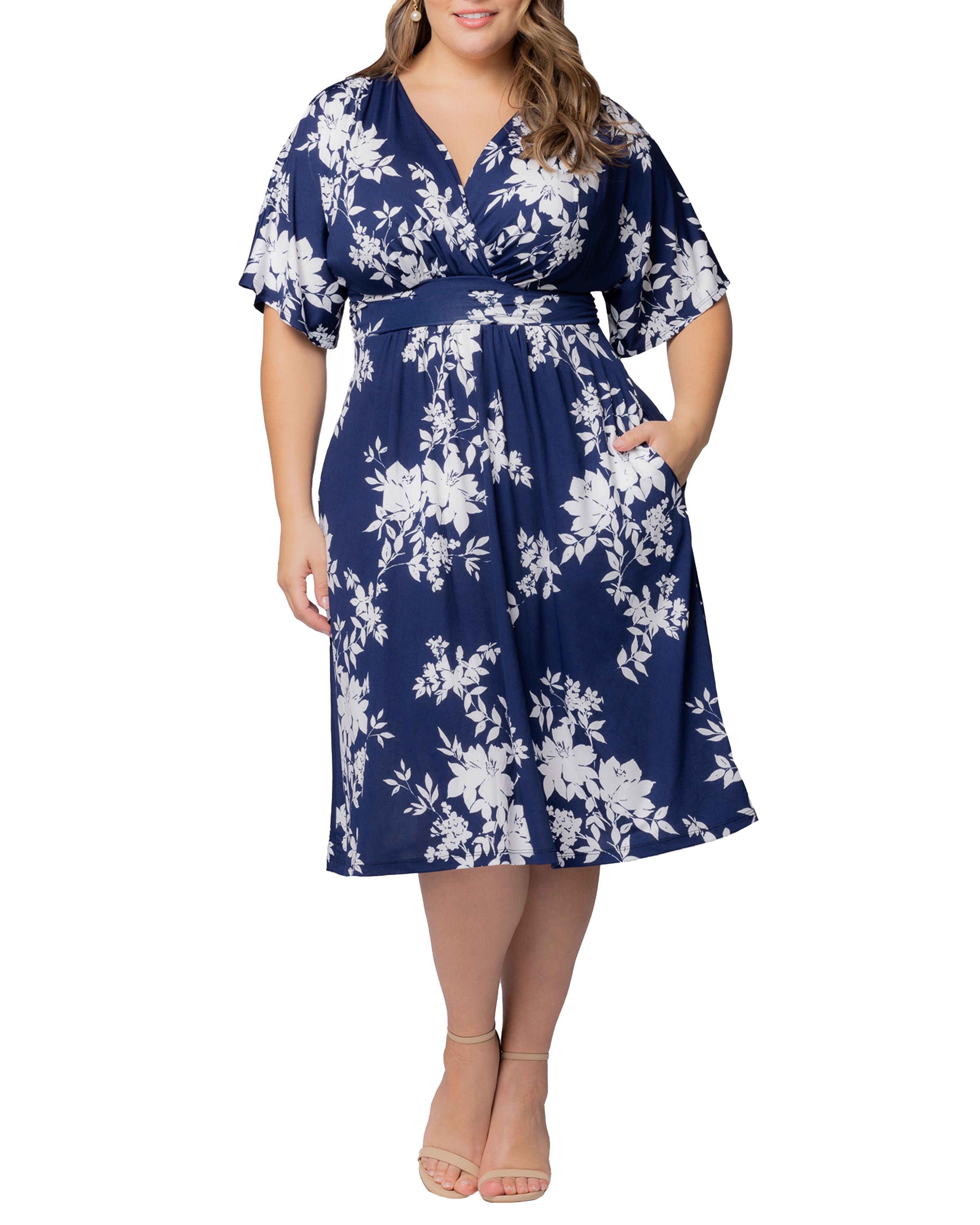 Gia Midi Dress, NAVY FLORAL PRINT / Navy, hi-res image number 0