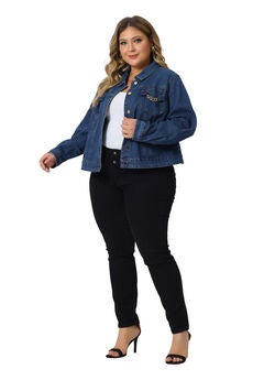 Long Sleeves Button Down Cropped Denim Jean Jackets