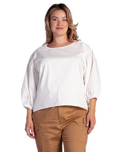 Saber Womens Plus Size Balloon Sleeve Cotton Chiffon Blouse