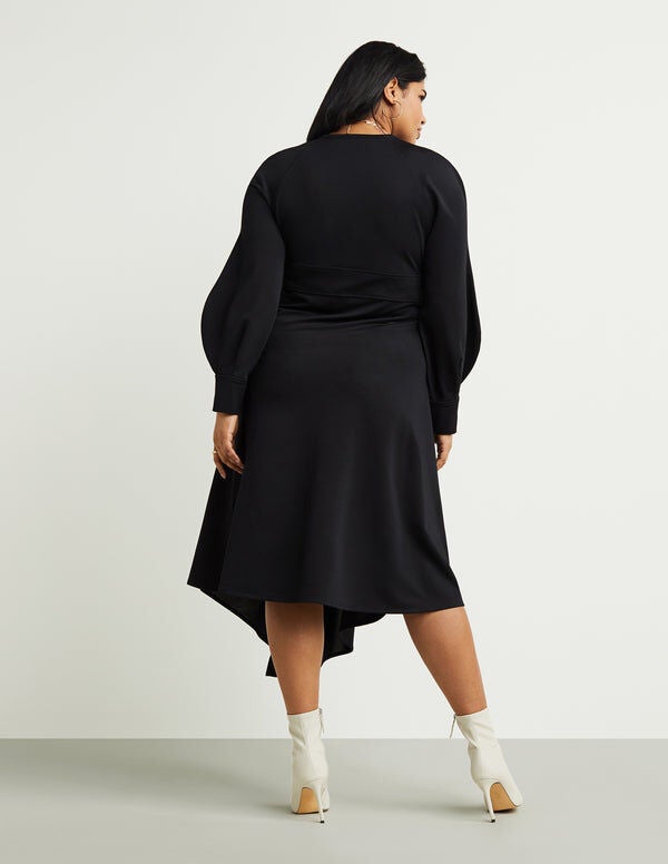 Banded-Waist Midi Dress, , alternate image number 8