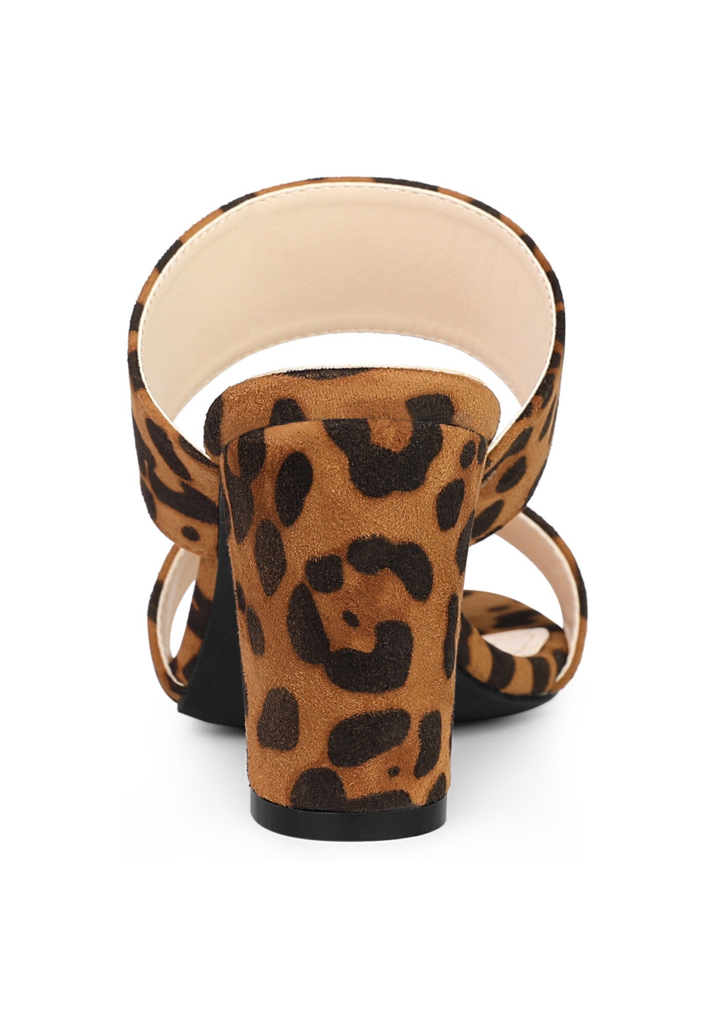 Opened Toe Block Heeled Slide Sandals, Leopard / Brown, alternate image number 2