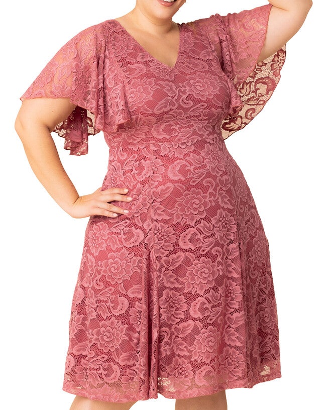 Camille Lace Cocktail Dress, ROSE PINK / Pink, alternate image number 2