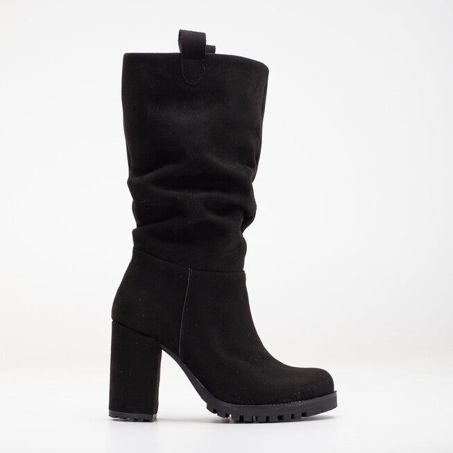 ANAIS - BLACK SUEDE SLOUCH PLATFORM BOOTS, BLACK / Black, hi-res image number 0