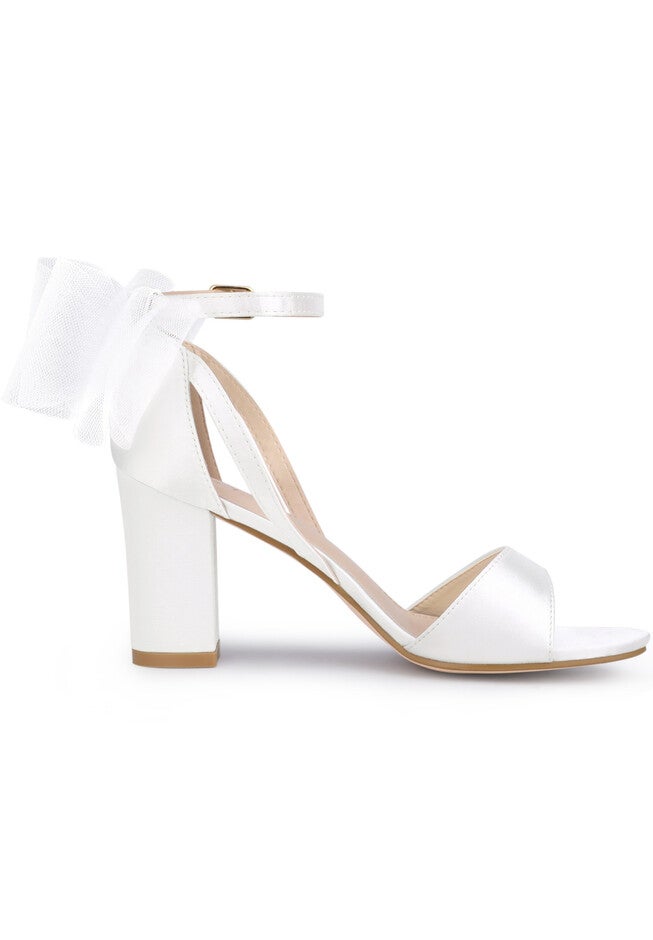 Bow Shoes Chunky Heels Sandals, White / White, hi-res image number 0