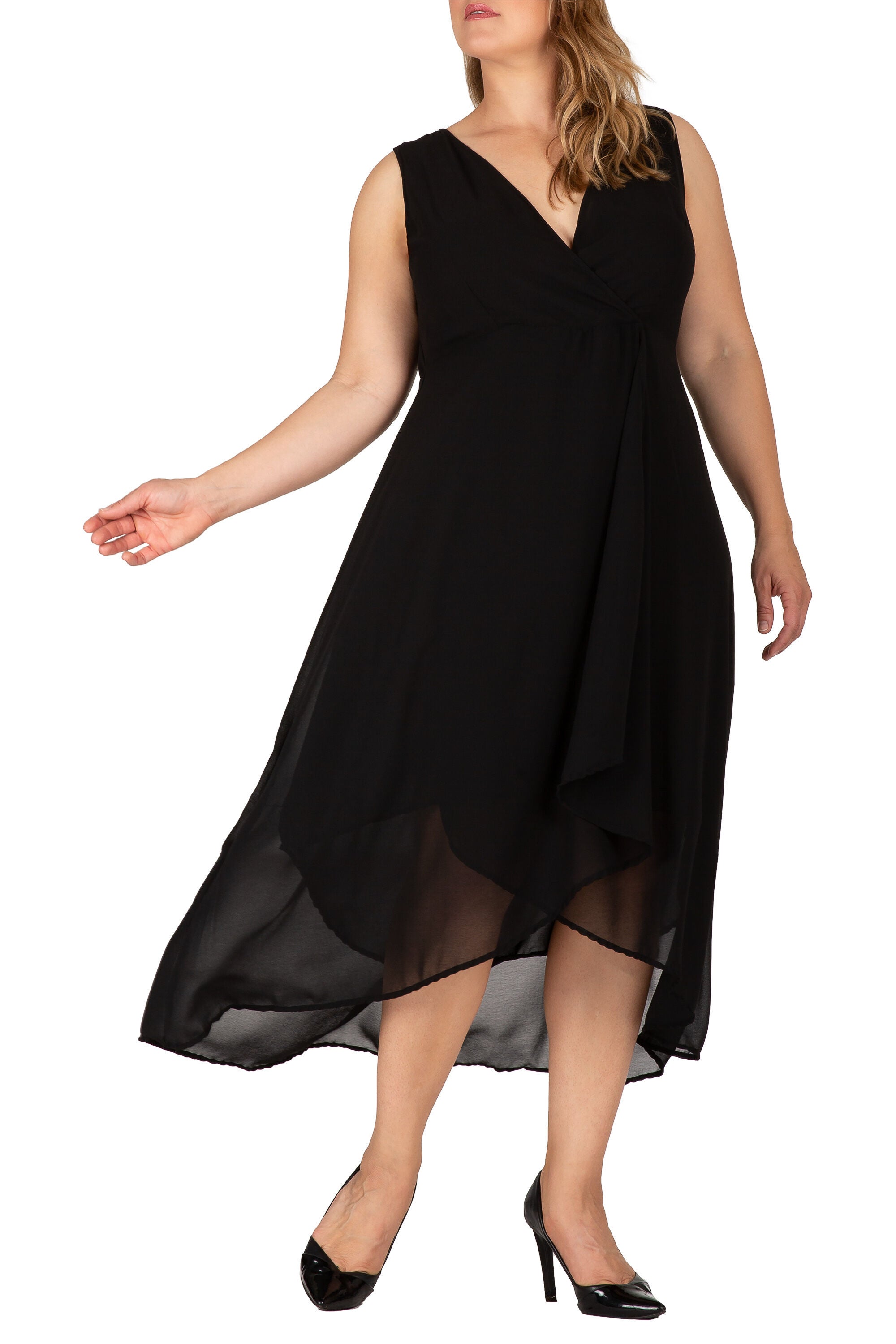 Leia High Low Maxi Dress, Black / Black, alternate image number 1