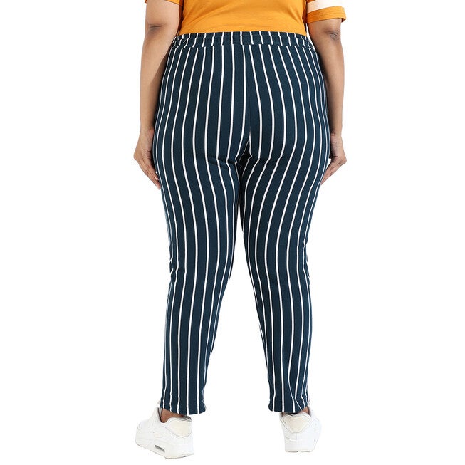 Women Blue Striped Active & Evening Trackpant, , alternate image number null
