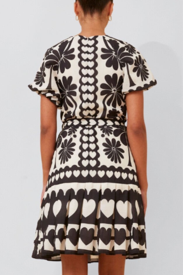 Annick - Beatrice Dress Fit & Flare Belted Heart Print, Black / Black, alternate image number 3