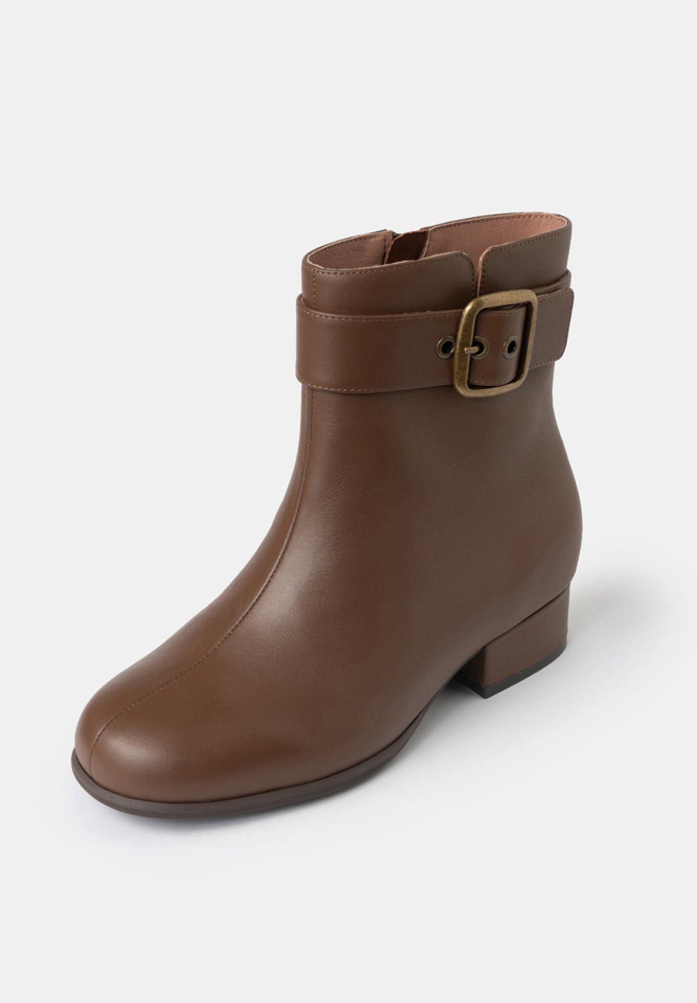 Zoe Mid Heel Buckle Booties, Brown Sugar / Brown, alternate image number 2