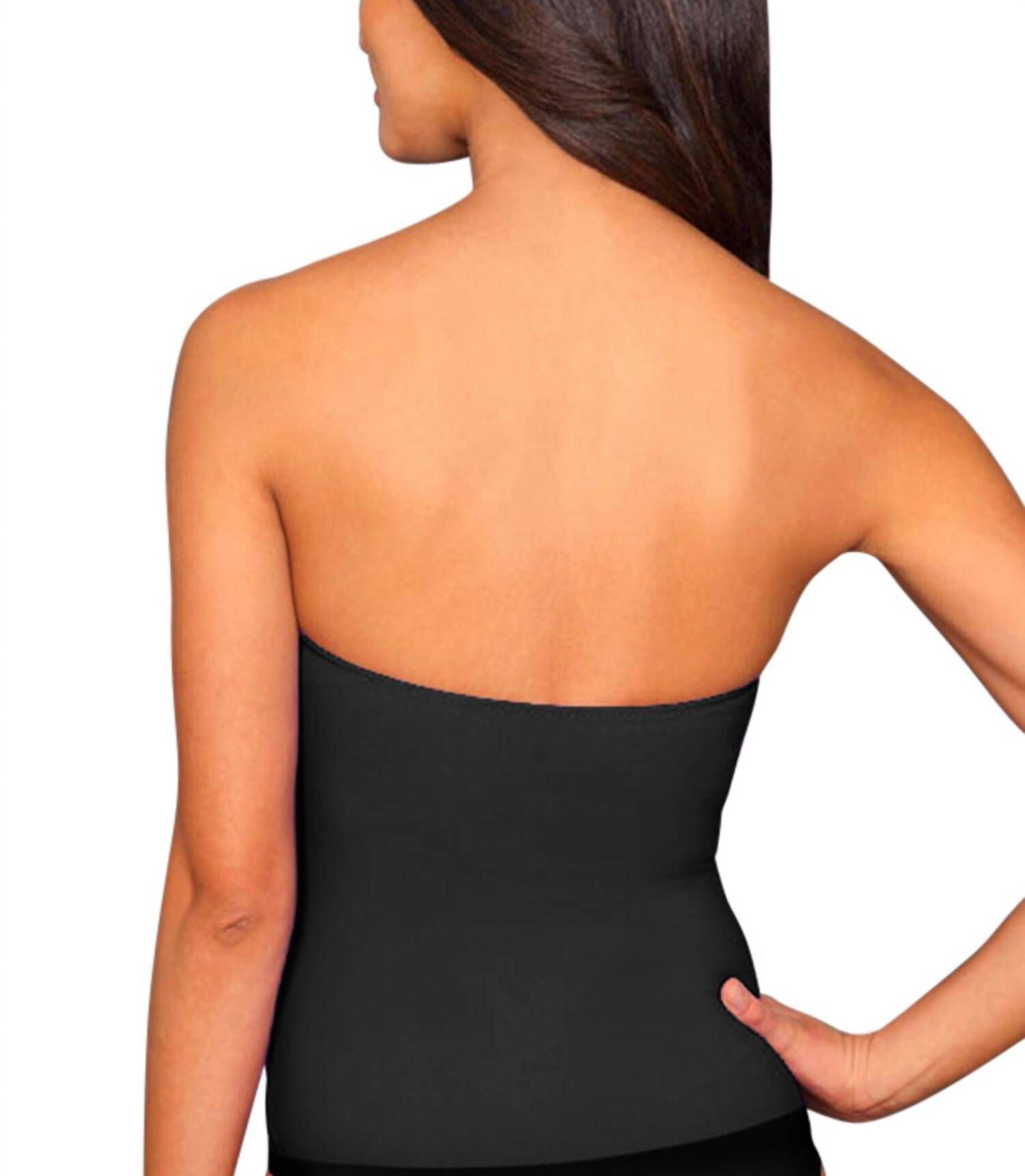 TWIST FRONT BANDEAU TANKINI TOP, Black / Black, alternate image number 1