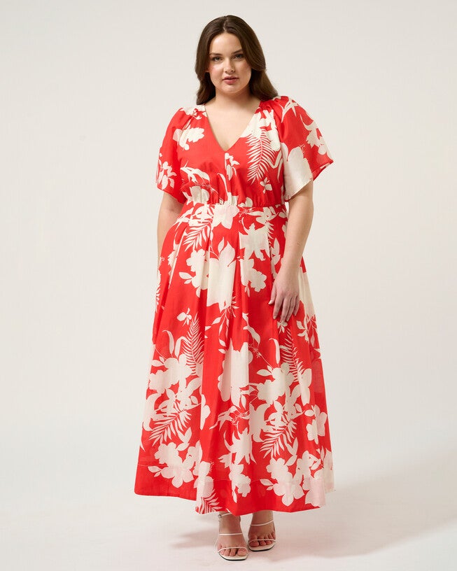 Solstice Dress, Poppy RedCream / Red, alternate image number 3