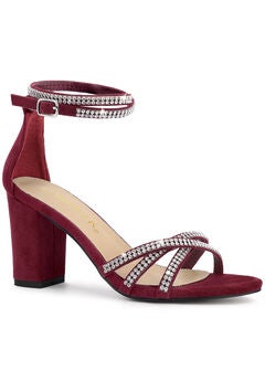 Rhinestones Strappy Chunky Heel Sandals