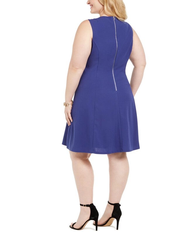 Teeze Me Juniors' Plus Size Sleeveless Fit & Flare Dress Navy Size 18, , alternate image number null