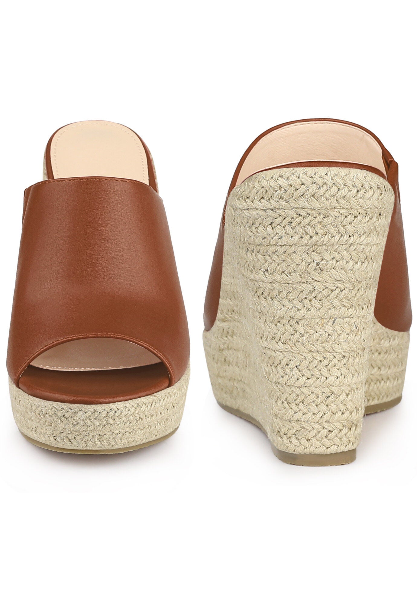 Open Toe Espadrille Wedge Heel Platform Slide Sandal, Brown / Brown, alternate image number 1