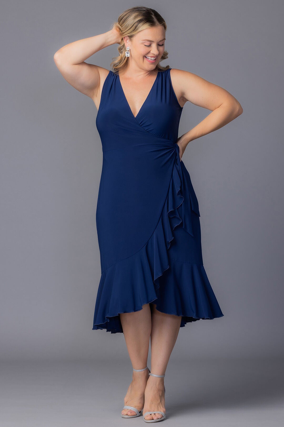 Laguna Sleeveless Wrap Dress, Nouveau Navy / Navy, alternate image number 4
