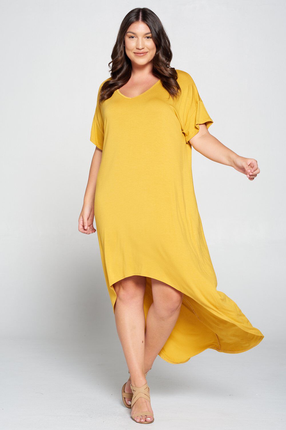 ELLIE HIGH LOW DRESS, Mustard / Mustard, alternate image number 4