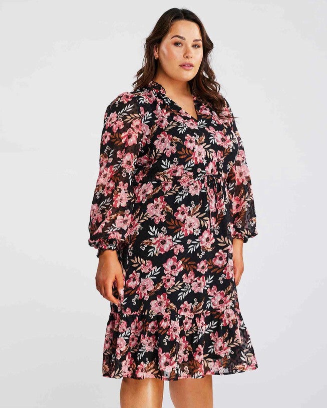 Woodland Floral Textured Mini Dress, Print / Pink, alternate image number null