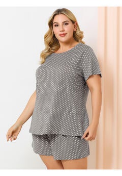 POLKA DOTS SLEEPWEAR PAJAMAS SET SHORT SLEEVE SHIRT AND SHORTS