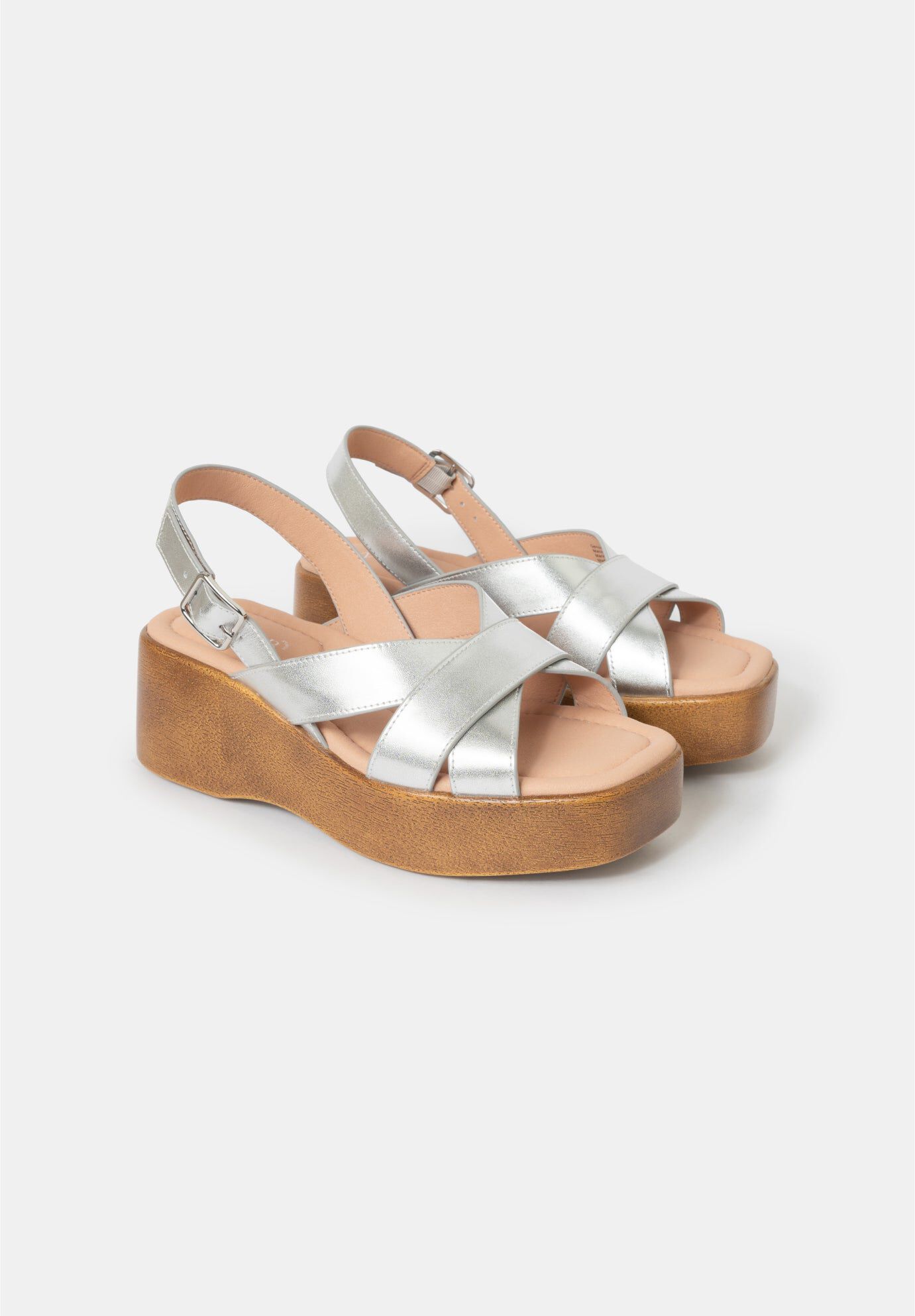 Nina Wedge Sandals, Metallic Silver / Silver, alternate image number 1