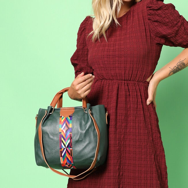 Haute Sauce Women's Geometric Tote Bag, Forest Green / Forest Green, alternate image number 2