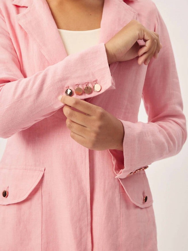 DL1961 LINEN BLAZER IN FLAMINGO, Flamingo / Pink, alternate image number null