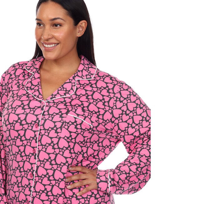 Long Sleeve Heart Print Pajama Set, , alternate image number 9