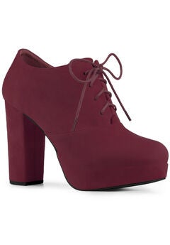 Platform Chunky Heel Lace Up Ankle Booties