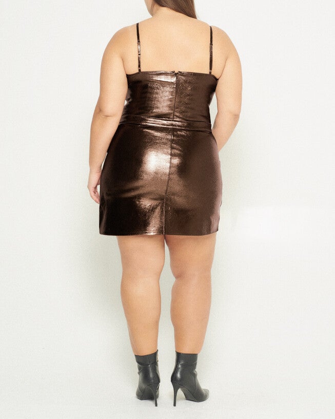 Elodie Stretch Leather Tank, Bronze / Bronze, alternate image number null