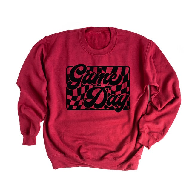 Game Day Checkered Graphic Sweatshirt, Cardinal / New Wine, hi-res image number null