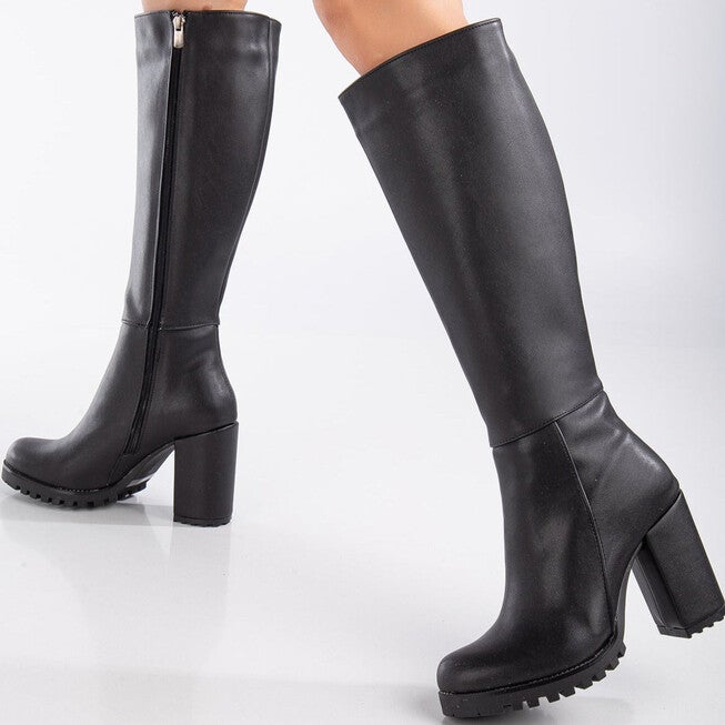 ALIZE - BLACK WIDE CALF PLATFORM BOOTS, BLACK / Black, alternate image number 3