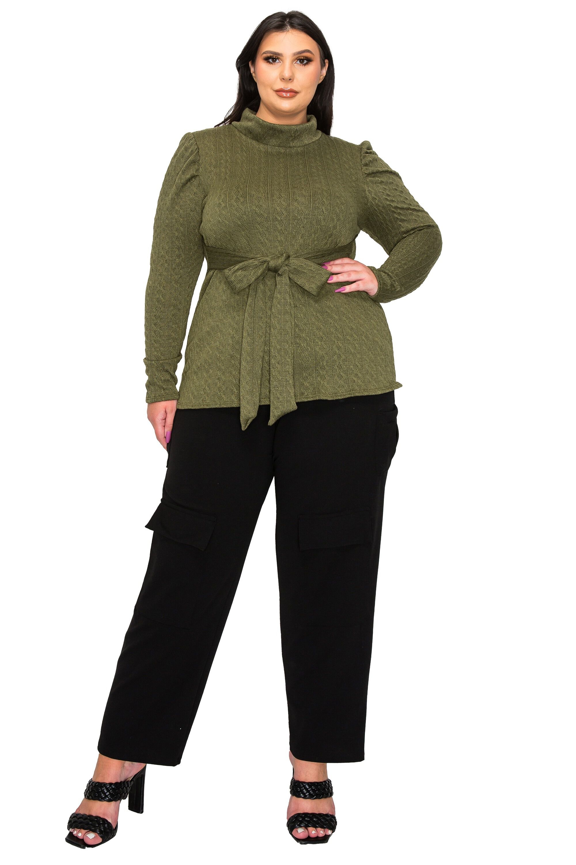 CATRIONA WAIST TIE SWEATER, Olive / Olive Green, hi-res image number 0