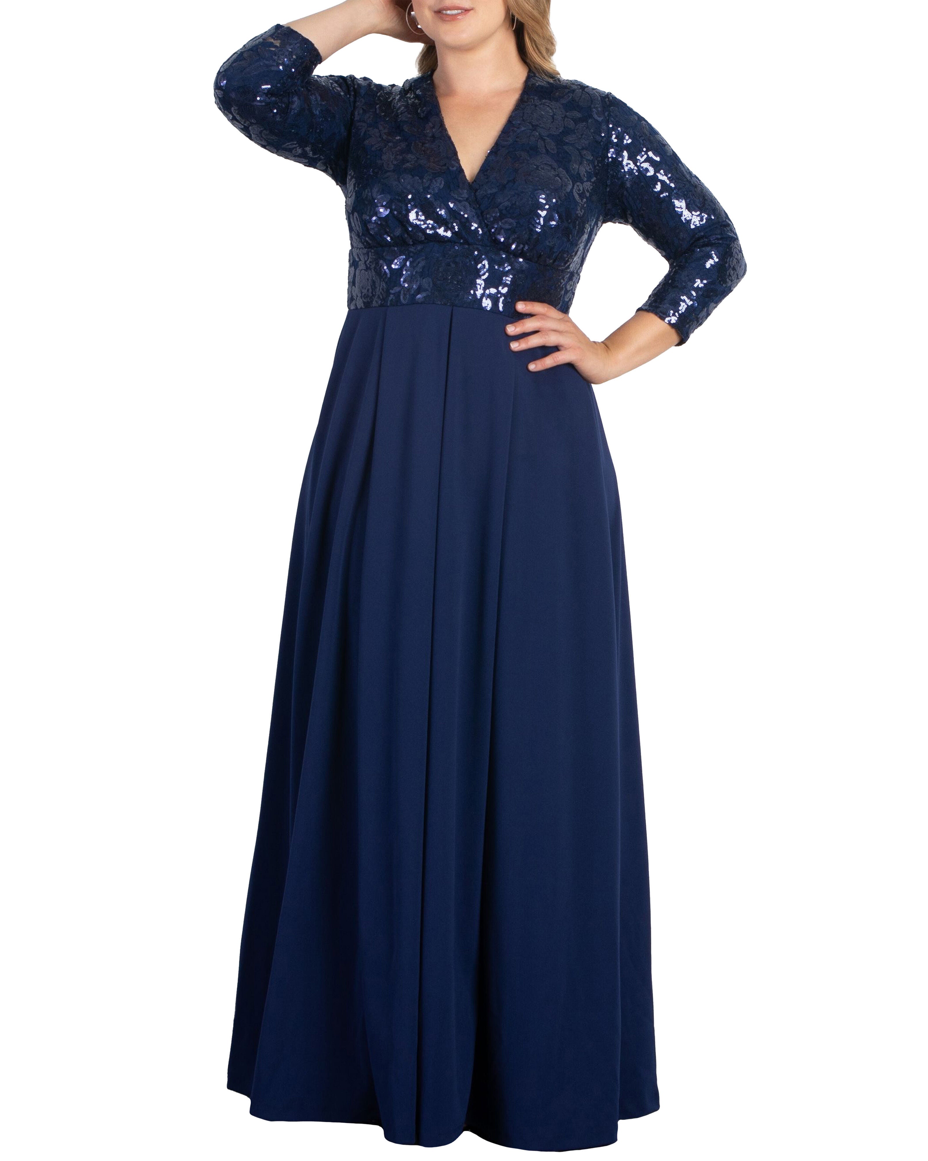 Paris Pleated Sequin Gown, NOCTURNAL NAVY / Navy, alternate image number 1