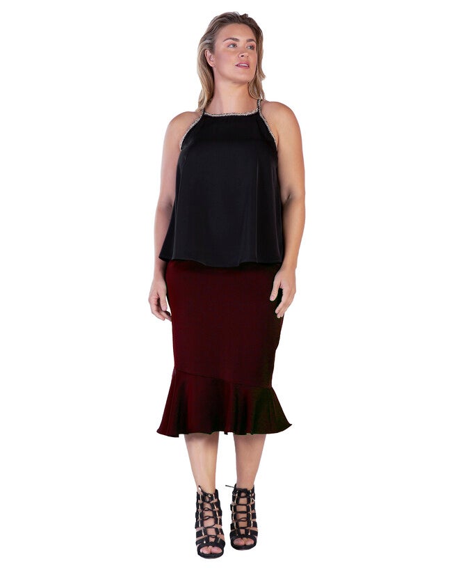 Ara Womens Plus Size Gold Trim Tank Top, Black / Black, alternate image number null