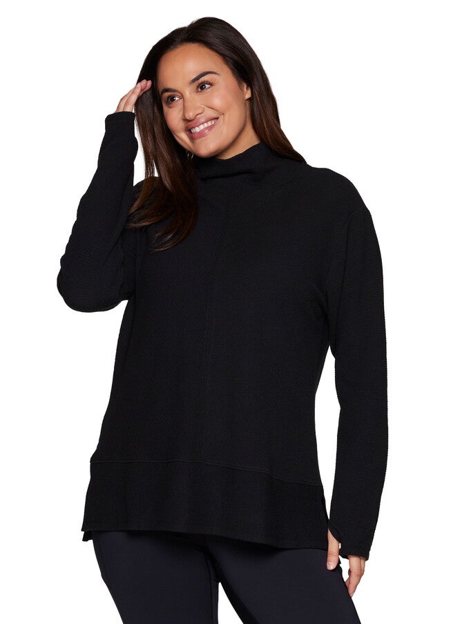 Studio Jacquard Mock Neck Pullover, Black / Black, hi-res image number null
