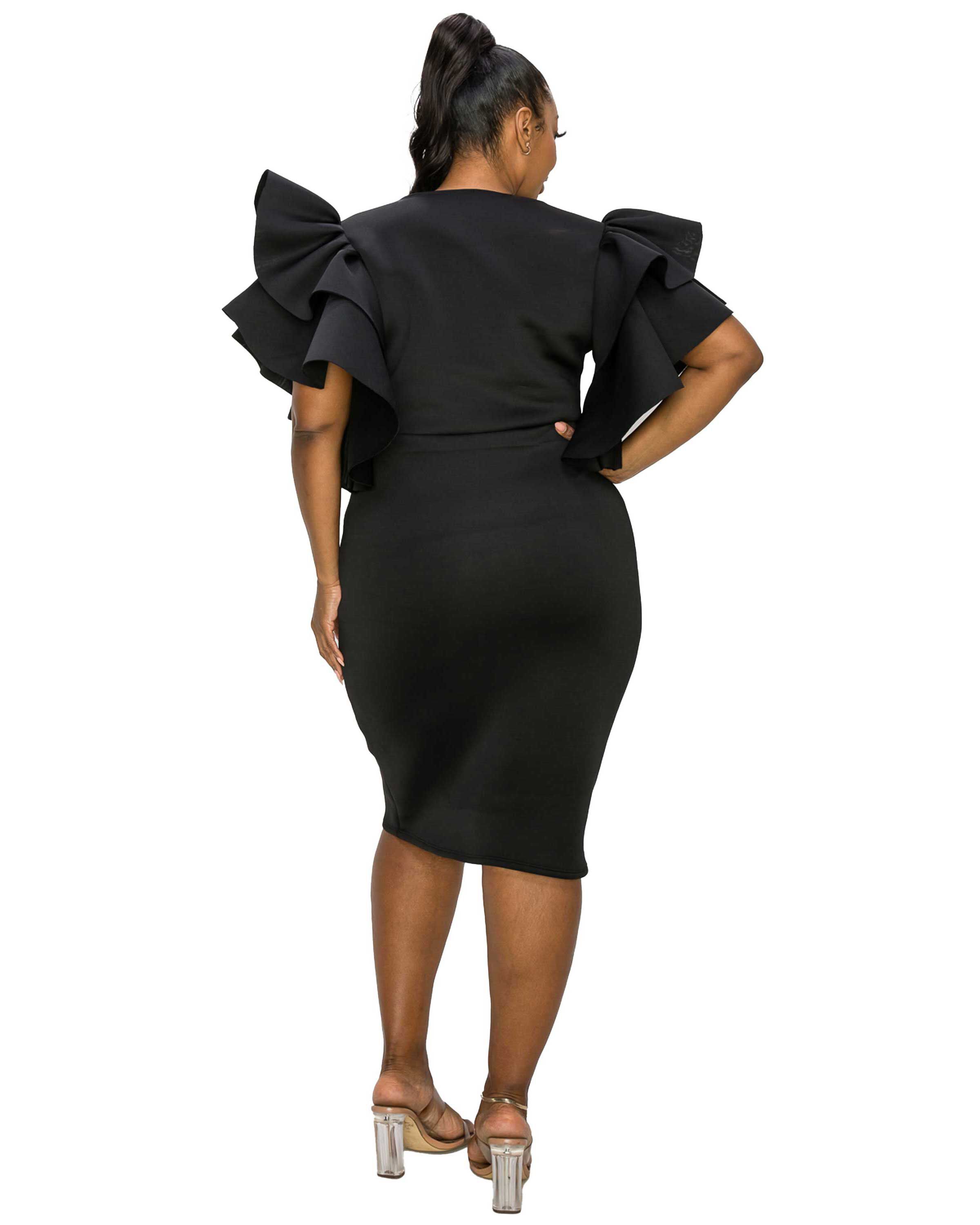 Aaliyah Statement Dress, Black / Black, alternate image number 1