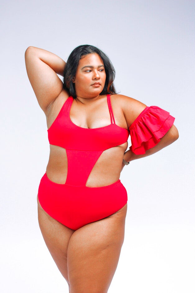 Rafa ruffle sleeve high waisted one piece swimsuit, , alternate image number null