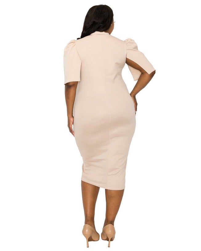 LALISA MIDI DRESS, Taupe / Beige, alternate image number 2