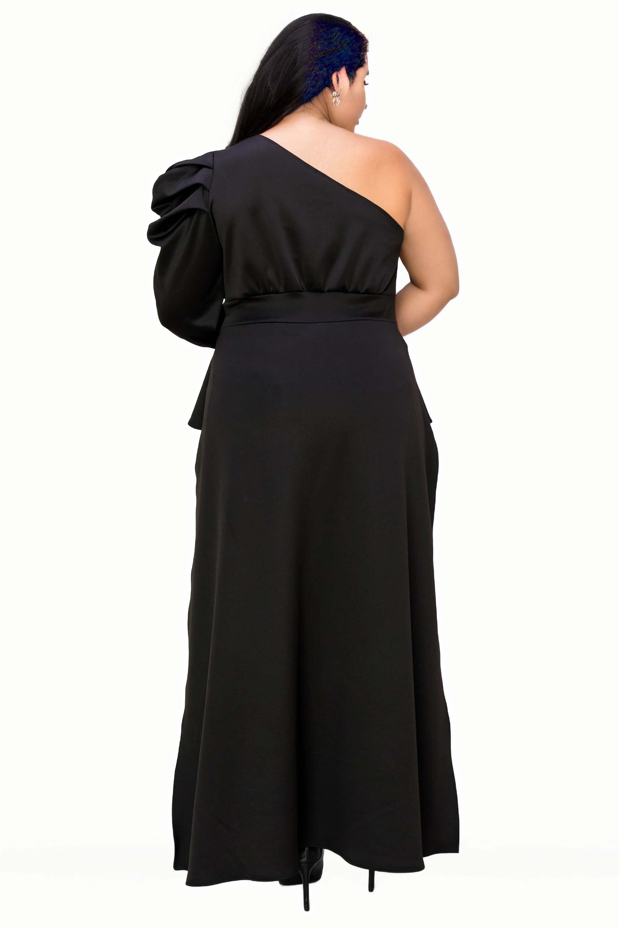 NICOLETTE ONE SHOULDER PEPLUM TOP, Black / Black, alternate image number 1