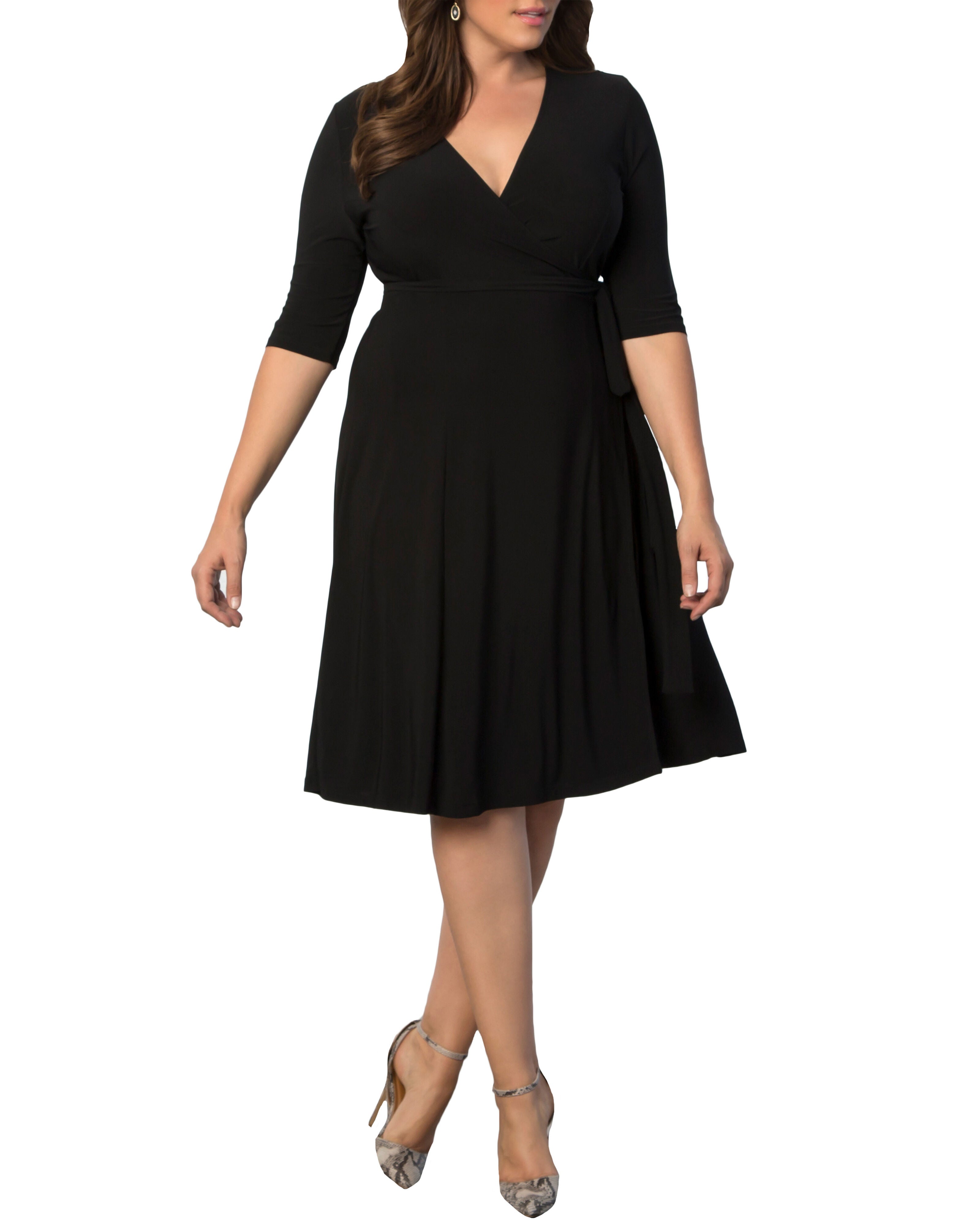 Essential Wrap Dress, BLACK NOIR / Black, alternate image number 4